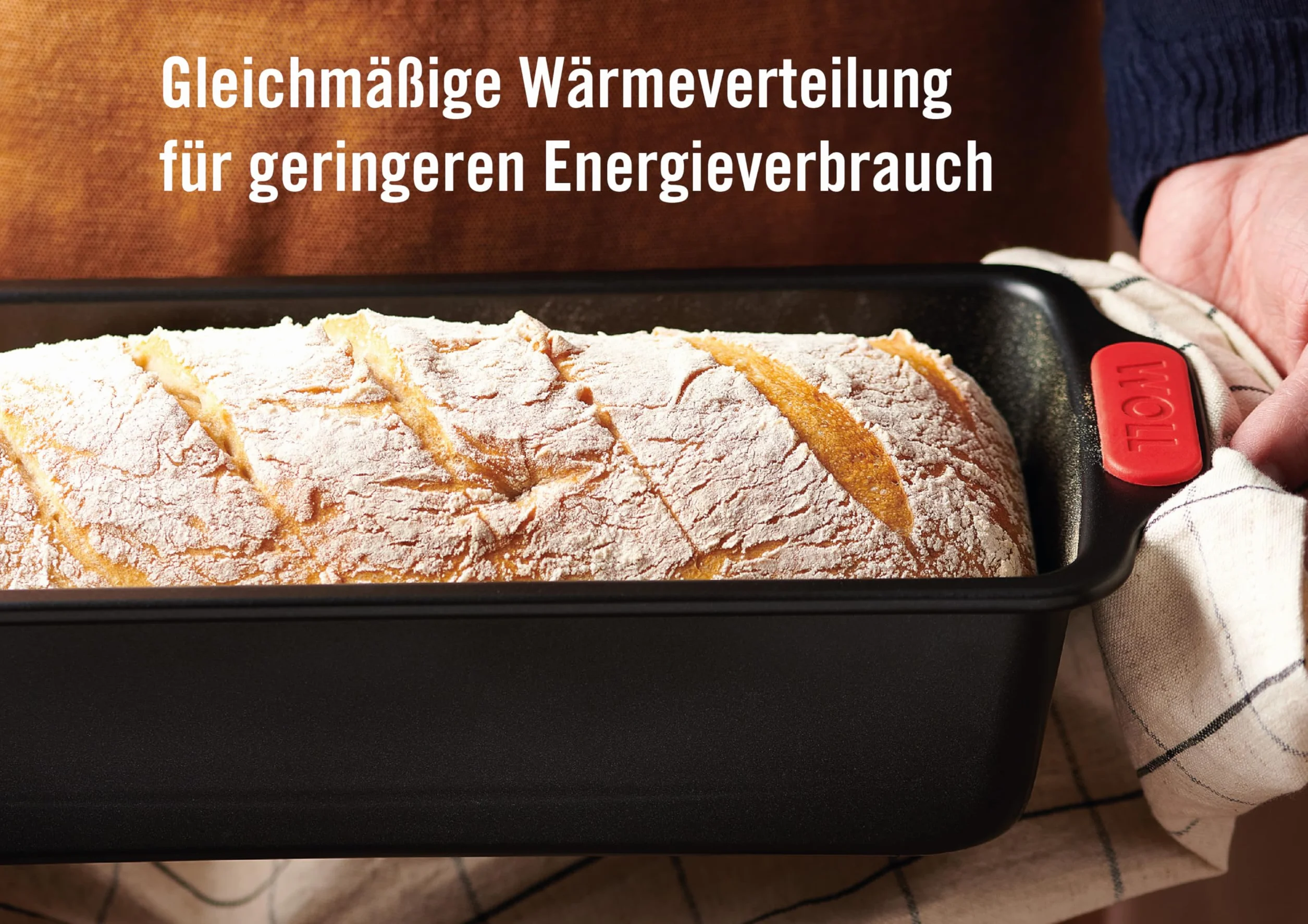 Woll Bakeware forma do pieczenia 28 cm, z odpornymi na wysokie temperatury uchwytami silikonowymi do 230°C, bez PFS, dwuwarstwowa powłoka nieprzywierająca, stal aluminiowana, czarna