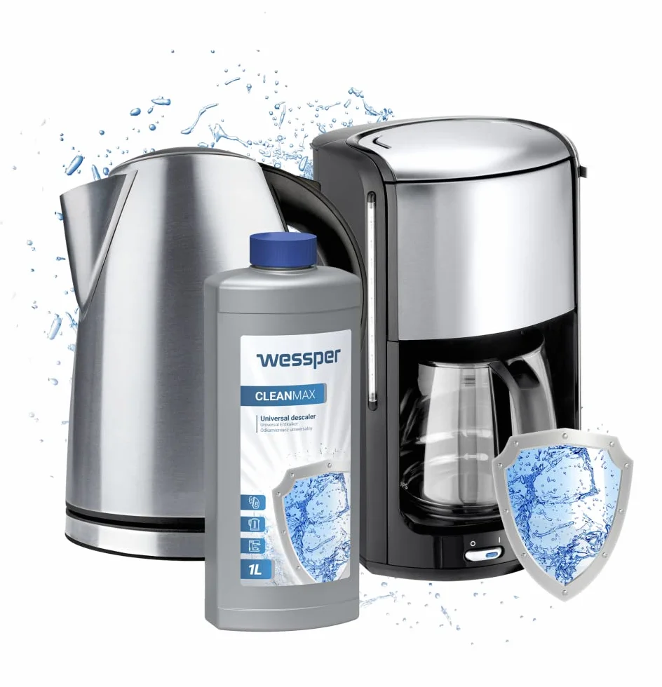 Wessper 2 Sztuki Odkamieniacz do Ekspresu do Kawy 1000 ml | Kompatybilny z Delonghi, Senseo, Saeco, Nespresso, Jura, Siemens, Miele