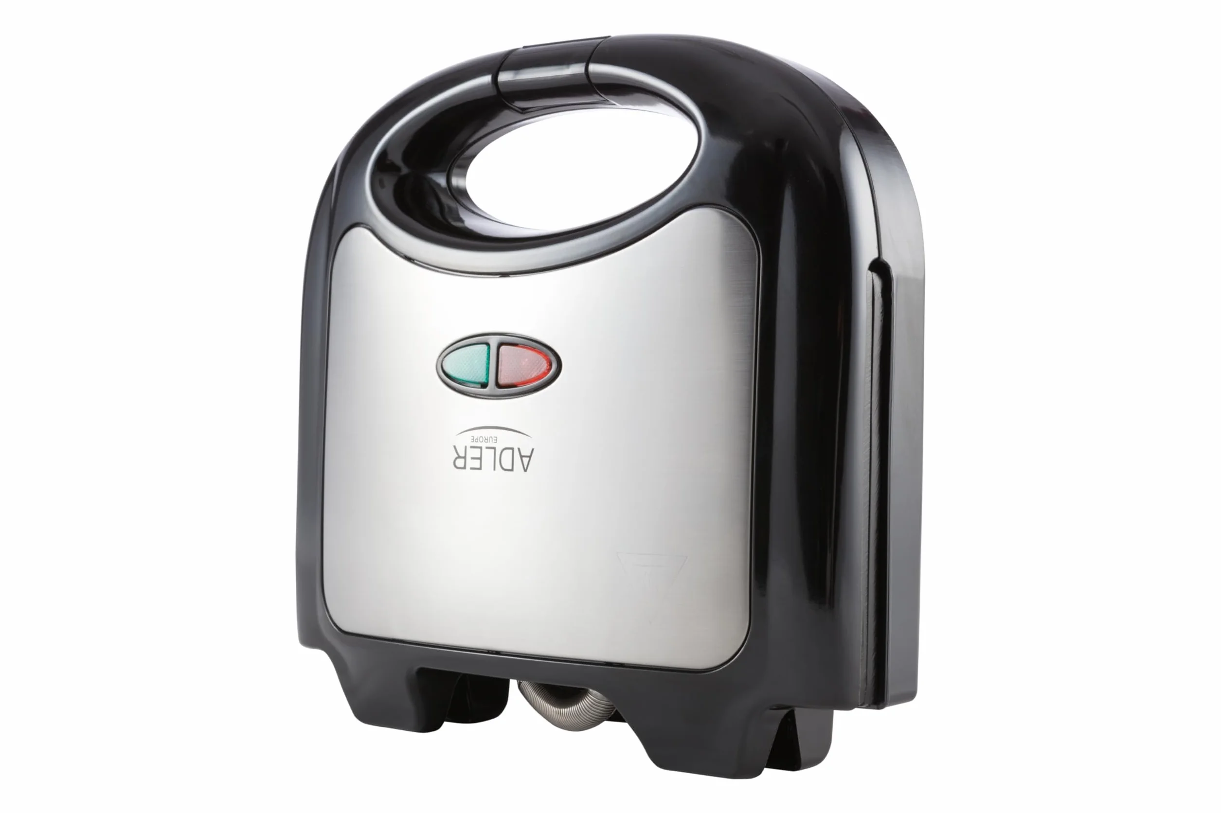 ADLER EUROPE AD 3015 Toster Sandwich, Opiekacz, Chrupiące kanapki, Moc 850W, Srebrny, Inox, Czarny