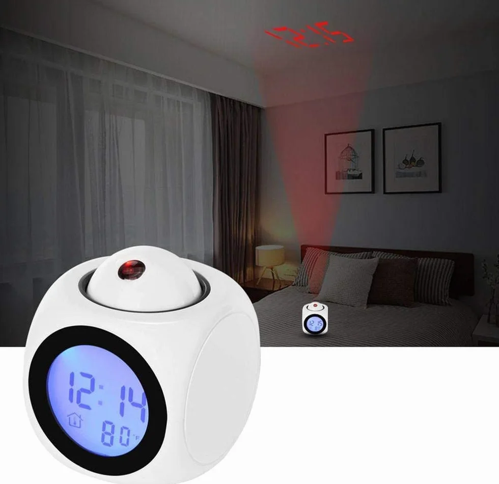 Projektor cyfrowy budzik LCD z projekcją pogodową LED kolorowy wyświetlacz
