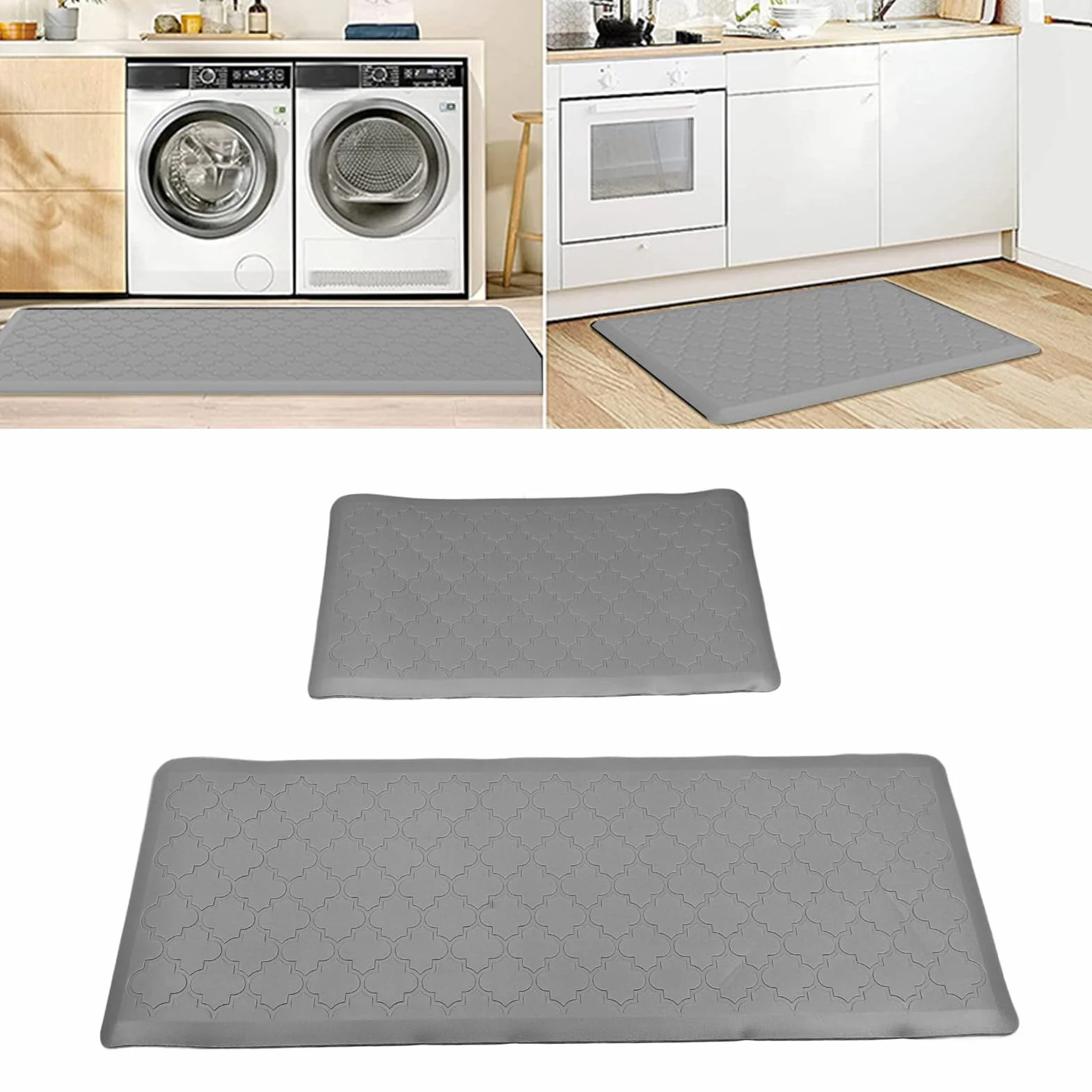 Gwiec do Kuchni, 2 Sztuki Maty Antyfatigue, Wodoodporna Mata Kuchenna PVC, Mata Podłogowa Dywanowa z Dywanem do Wycięcia 44x75 Cm, 44x120 Cm