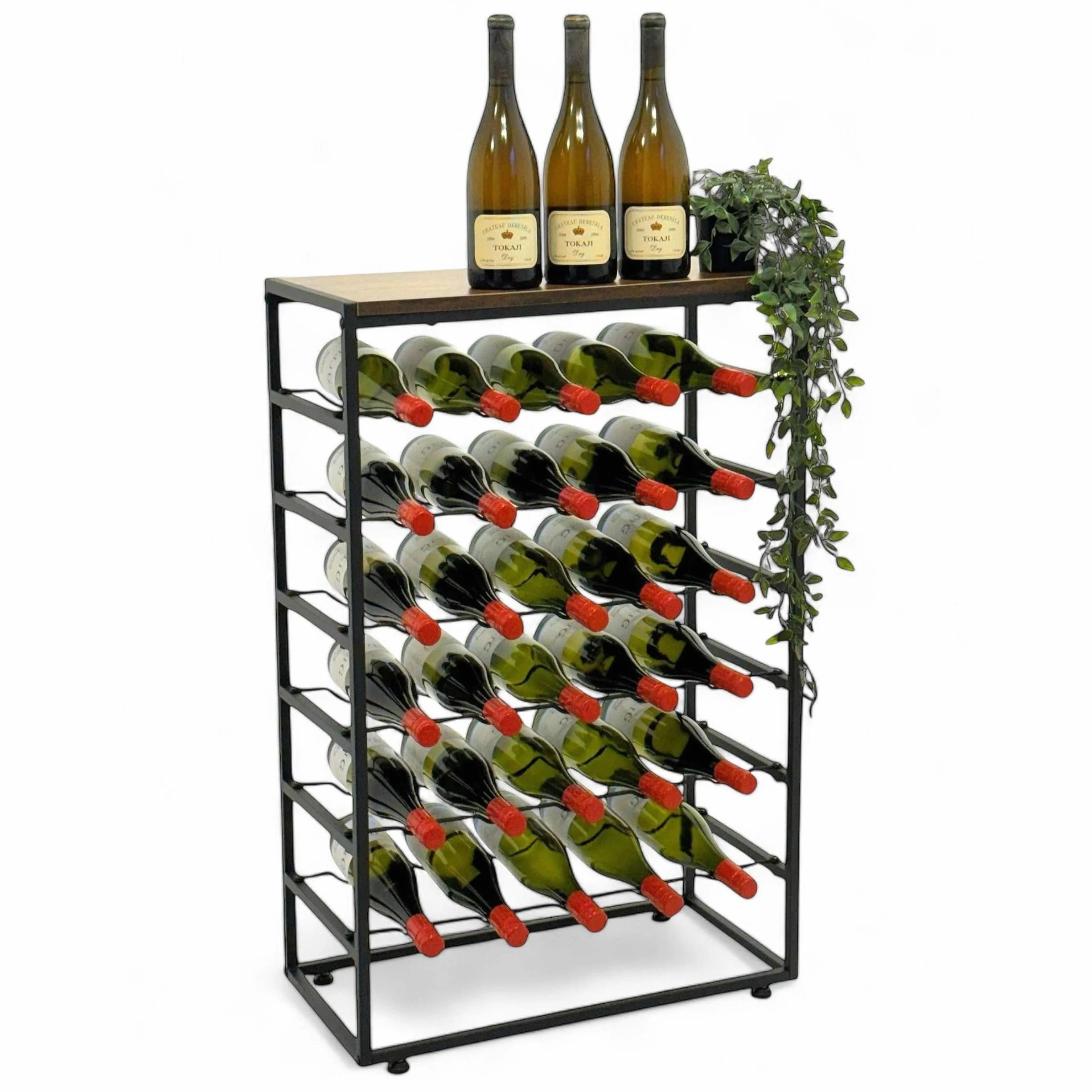 DanDiBo Regał na wino, metalowy, czarny, stojący 30 butelek, 96605, stojak na butelki wina, uchwyt na butelki