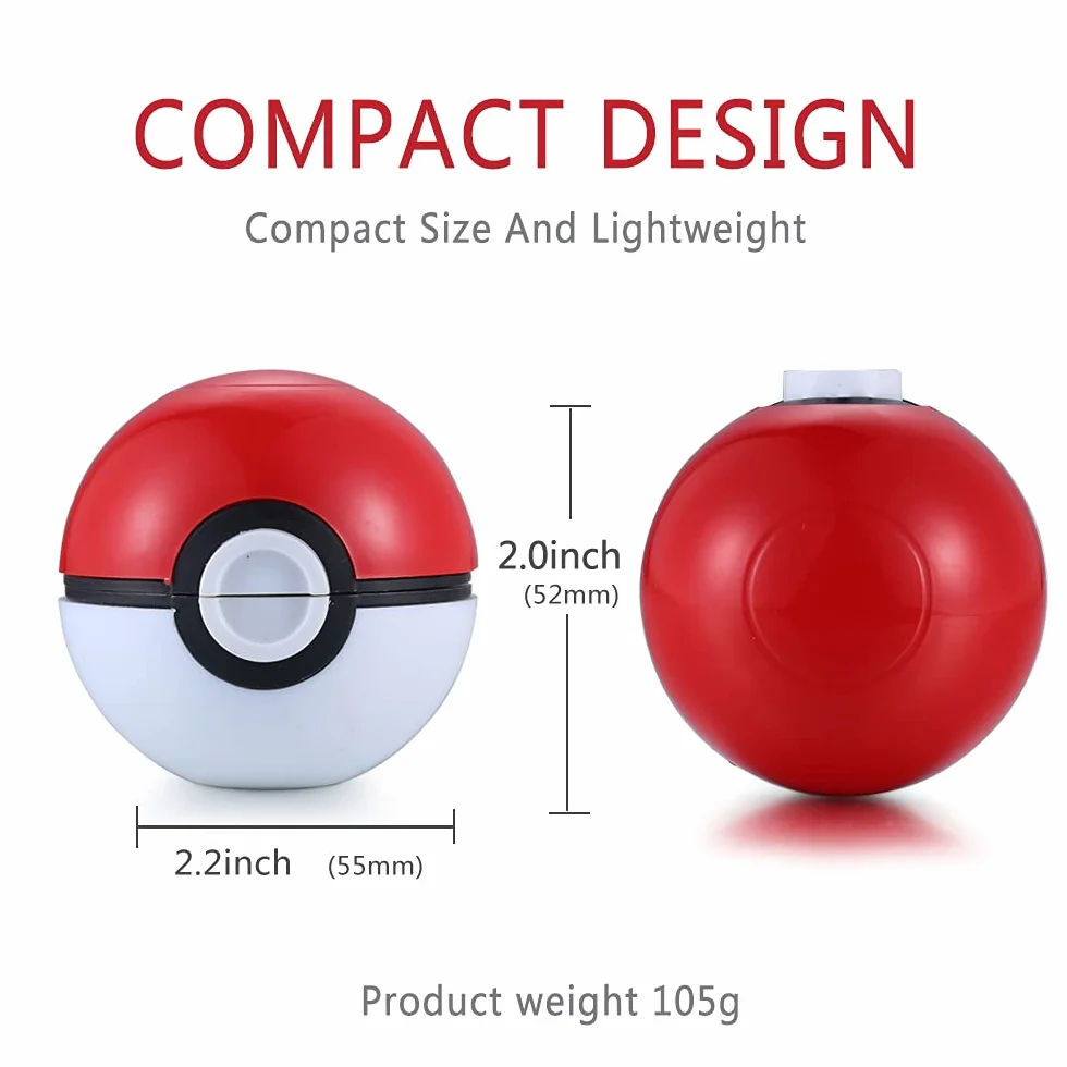 Poke Ball Herb Grinder,Spespo Spiece Milll,3 Parts 55 mm Portable Zinc Alloy Grinder