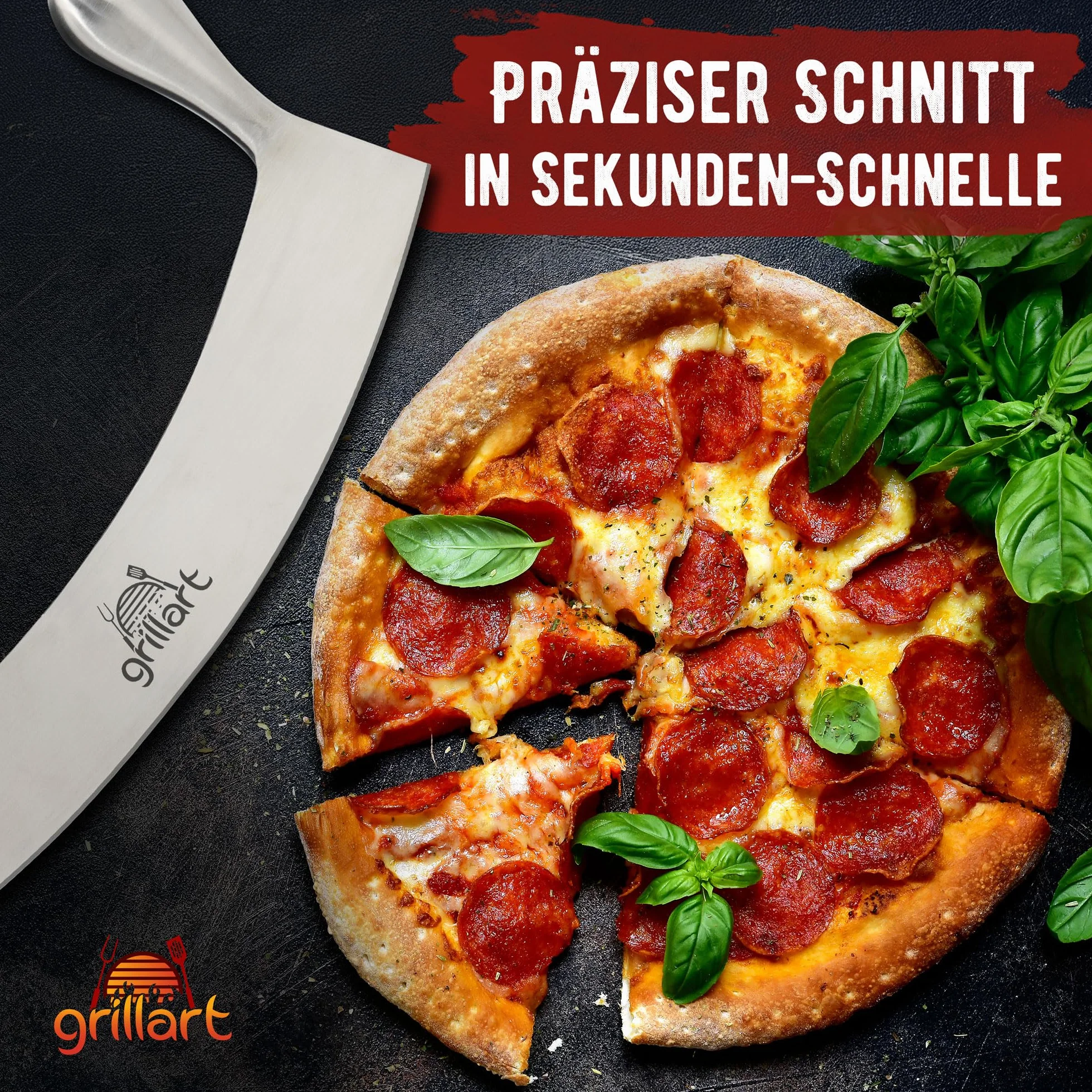 Nóż do pizzy ze stali nierdzewnej grillart® podwójny uchwyt