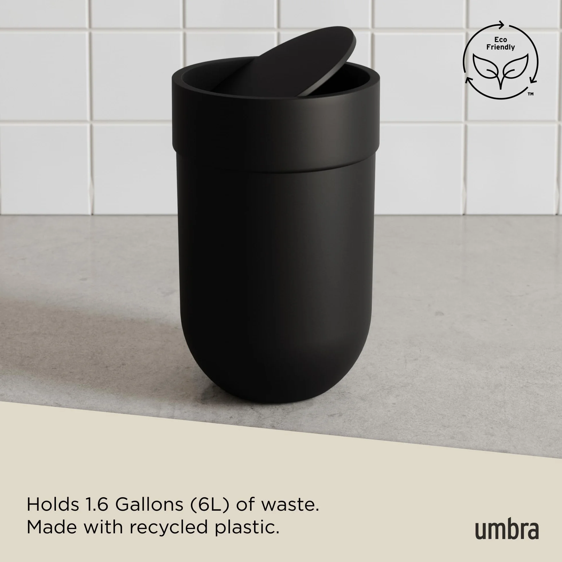 Umbra Touch Bath Collection Kosz na Śmieci, Czarny, 6 l