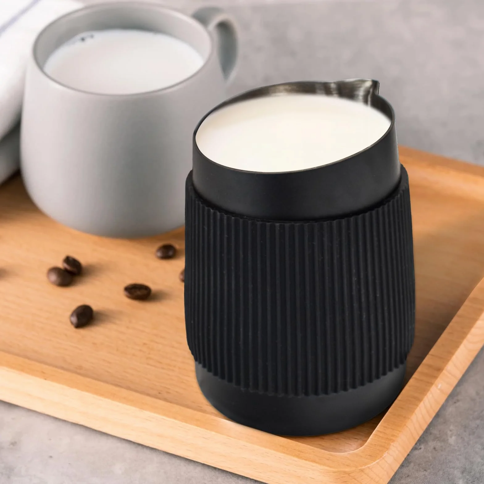 Dzbanek na mleko ze stali nierdzewnej 420 ml, kompaktowy bez uchwytu, dzbanek na mleko Barista, nierdzewny dzbanek na mleko ze stali nierdzewnej, do cappuccino i latte art, ostry dzióbek
