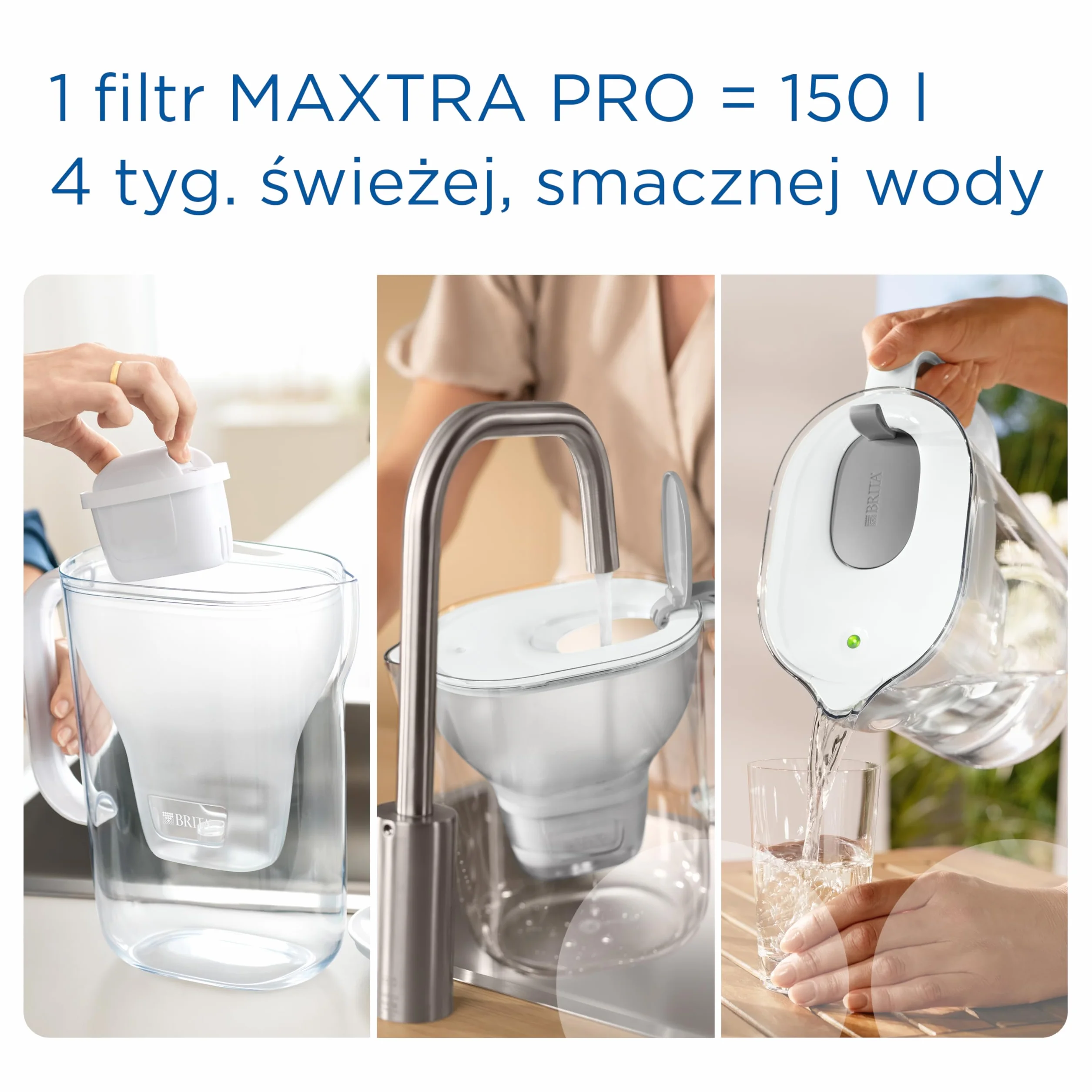 BRITA Dzbanek filtrujący Style XL szary (3.6L) zawiera 1 filtr MAXTRA PRO Pure Performance - duża pojemność, uchylna klapka, wskaźnik LED, filtr redukuje chlor, kamień i zanieczyszczenia