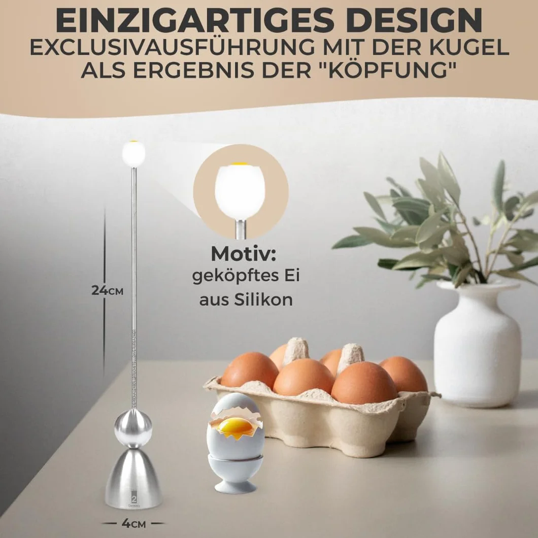 Clack 99009 – środek do pękania skorupek jajek – stal szlachetna – motyw: jajko śniadaniowe – Made in Germany pomysł na prezent