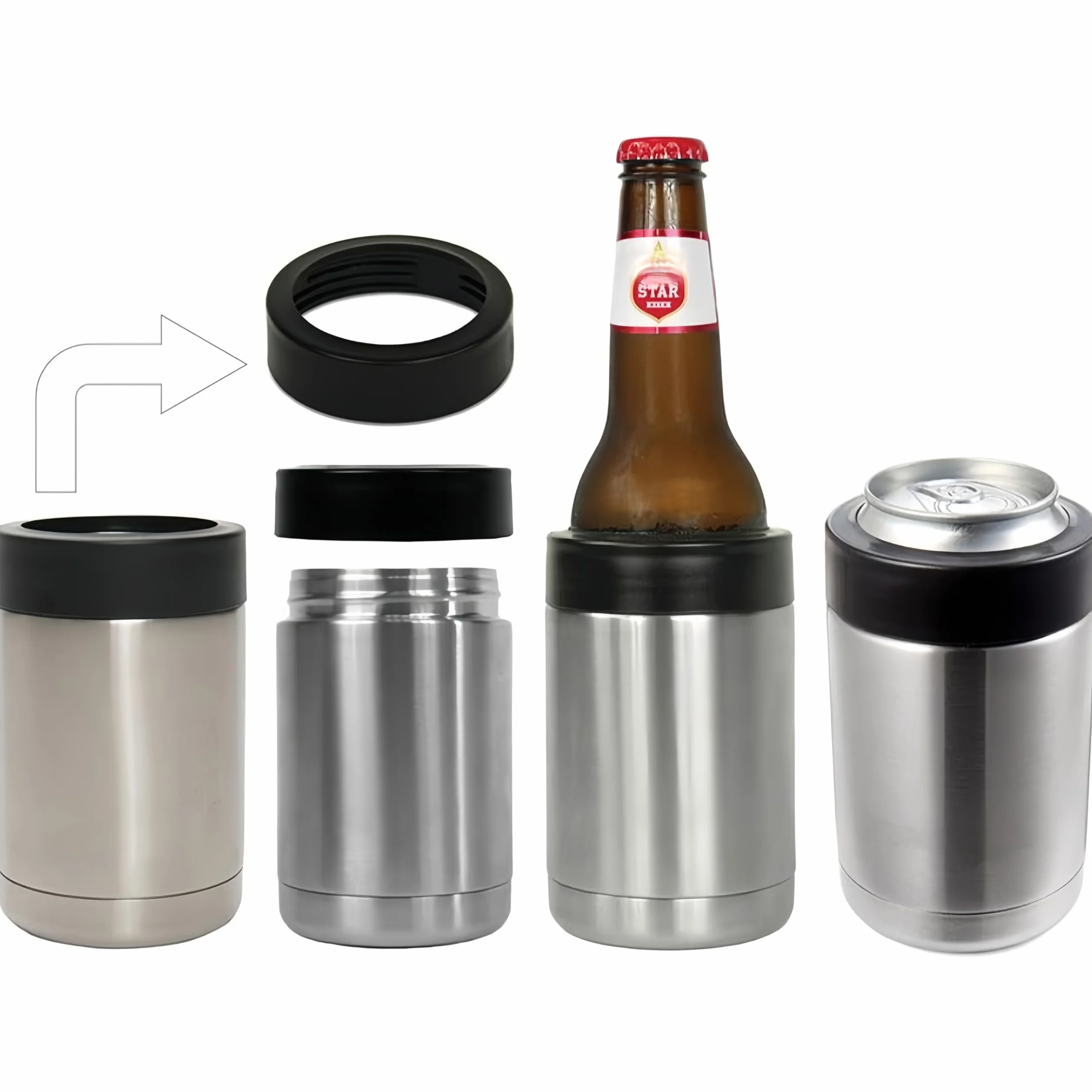 Izolator do puszek, podwójna ścianka izolowana ze stali nierdzewnej chłodziarka do puszek, uchwyt na butelkę piwa 473 g 480 g (480 g-500 ml)