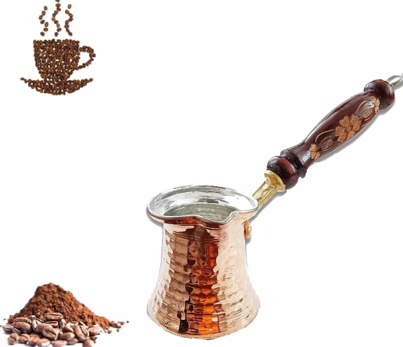 Generisch Dzbanek do kawy po turecku, 180,0 ml, miedziany, nowoczesny, okrągły, dla 2 osób