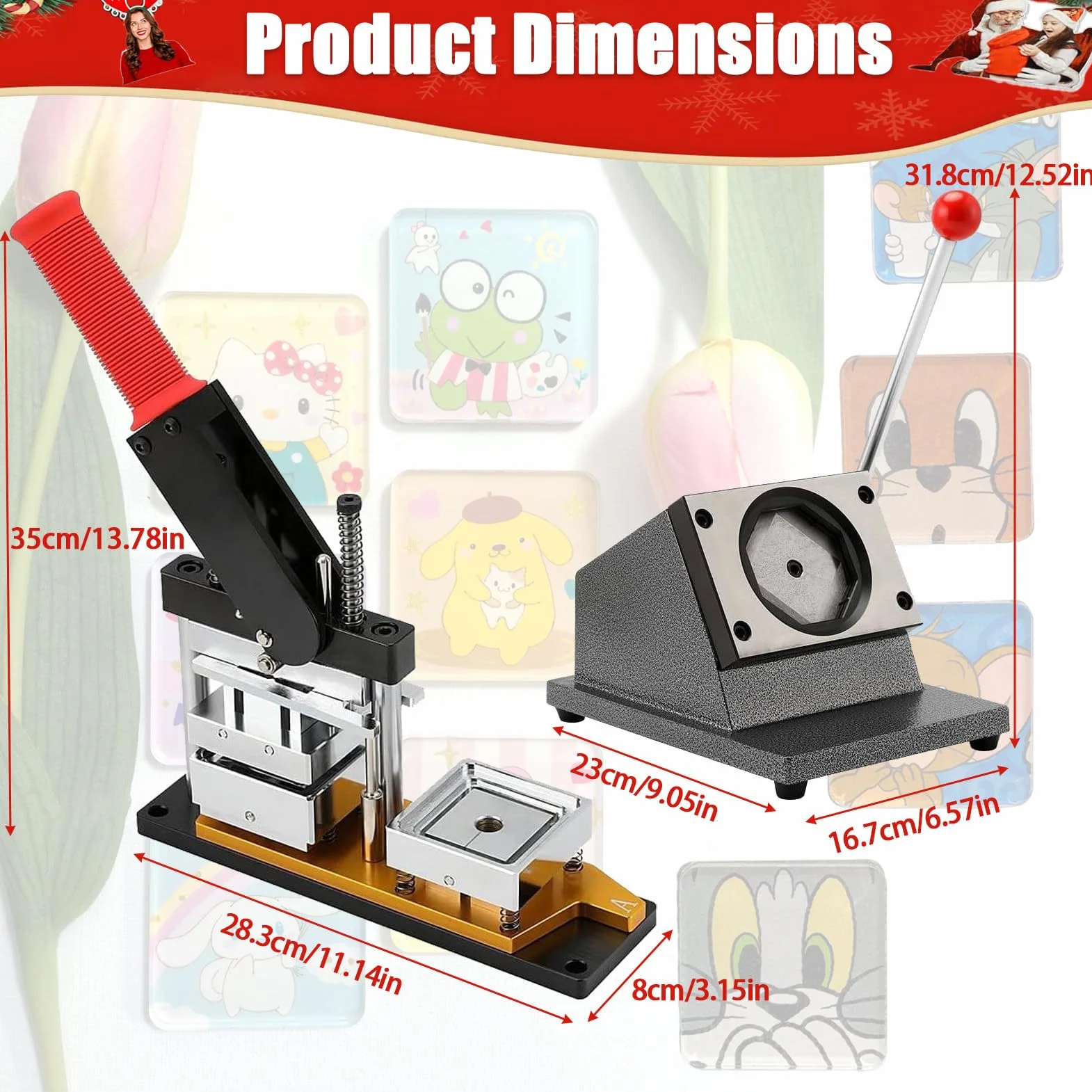 Maszyna Do Produkcji MagnesóW Na LodóWkę Diy, Kwadratowa Metalowa Przypinka, Z Obcinakiem Do Papieru, Do RęKodziełA I ProjektóW Diy Machine-50 * 50mm