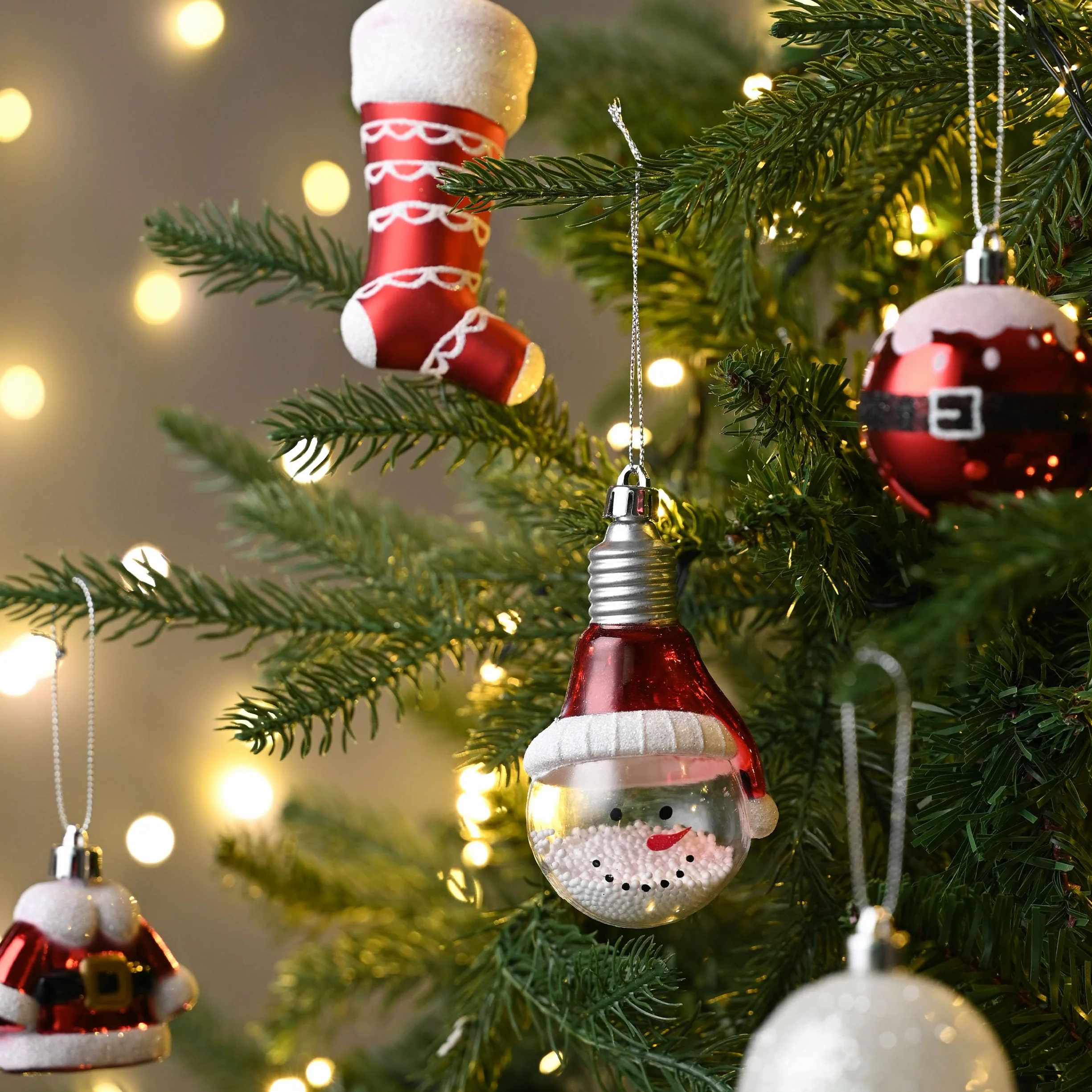 70ct Valery Madelyn Shatterproof Christmas Ornaments Set Red White Ball Tree Decorations