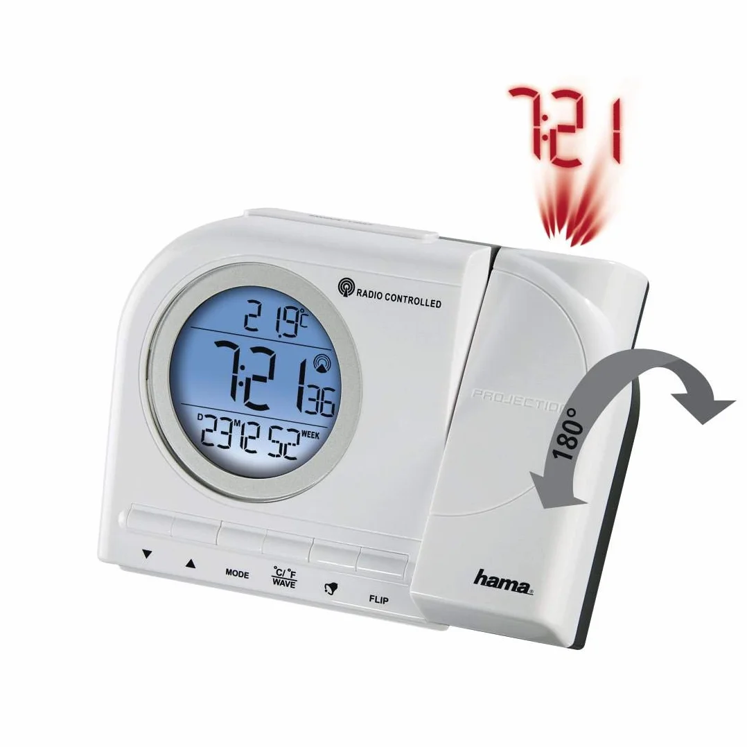 Hama Radiowy Budzik Z Projektorem Biały