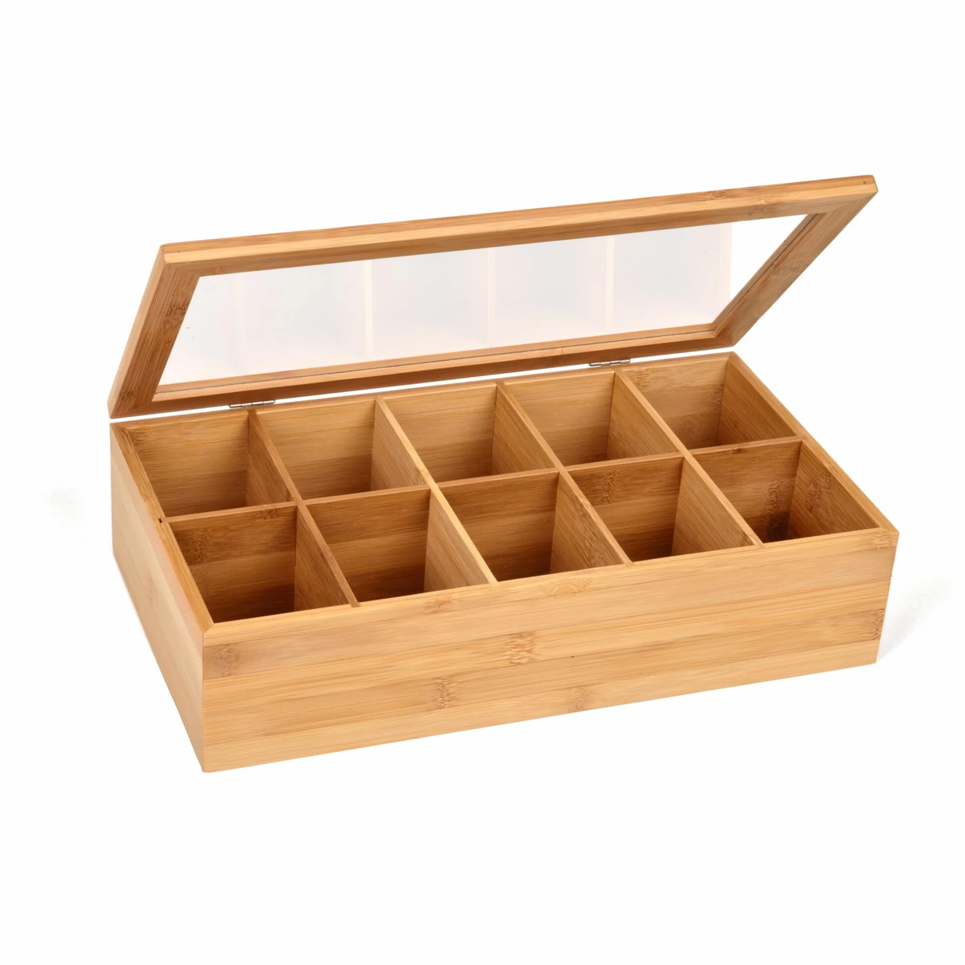 GRÄWE Pude?ko Na Herbat?, Z Bambusa Z 4 Przegródkami, Pude?ko Na Torebki Herbaty Z Szuflad? Do Przechowywania, 30 x 15,5 x 10cm
