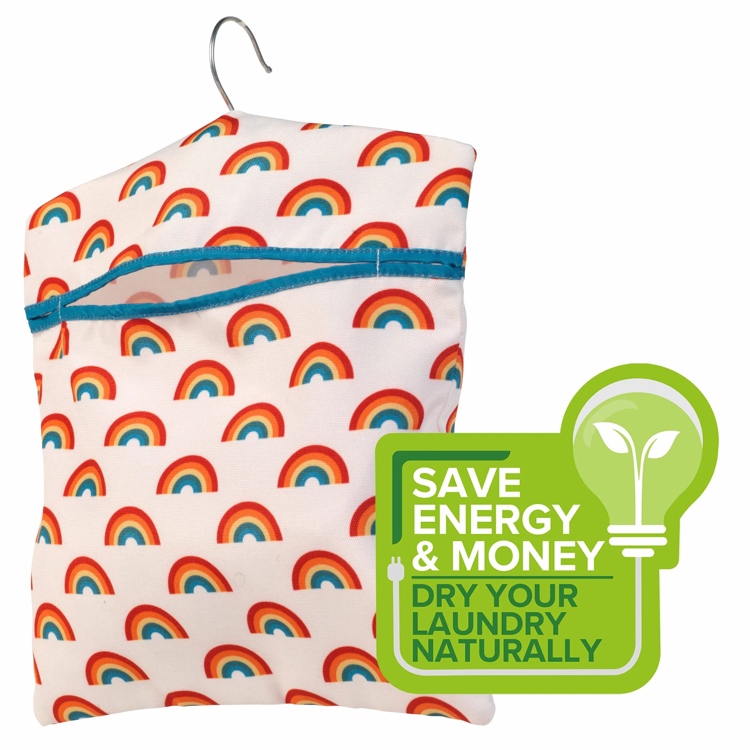 Beldray® LA081544EU7 torba na klamerki w kształcie tęczy | łatwy haczyk do zawieszenia | mieści do 50 śledzi | 33 x 30 cm | turkusowy/biały/czerwony