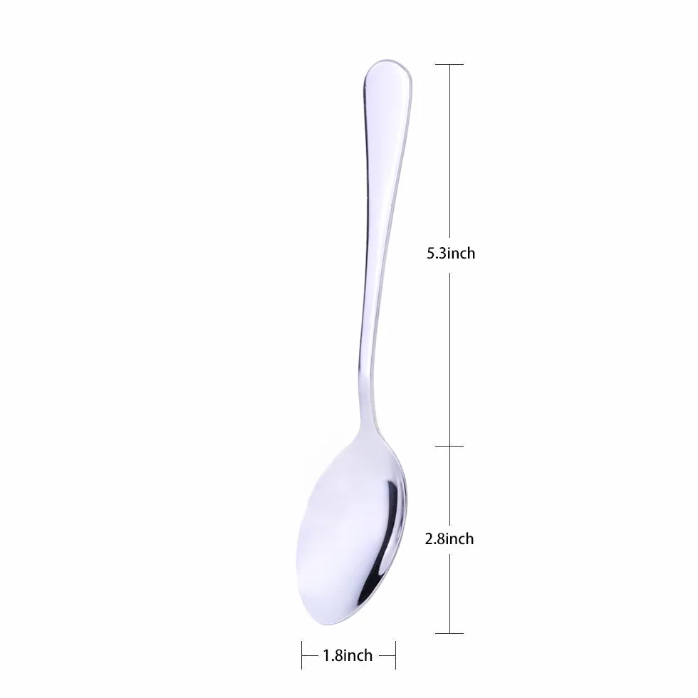 Zestaw 6 łyżeczek ze 304 stali nierdzewnej, łyżka do zupy, łyżka obiadowa, 20 cm. 6 szt. łyżeczki (6 szt, 1)