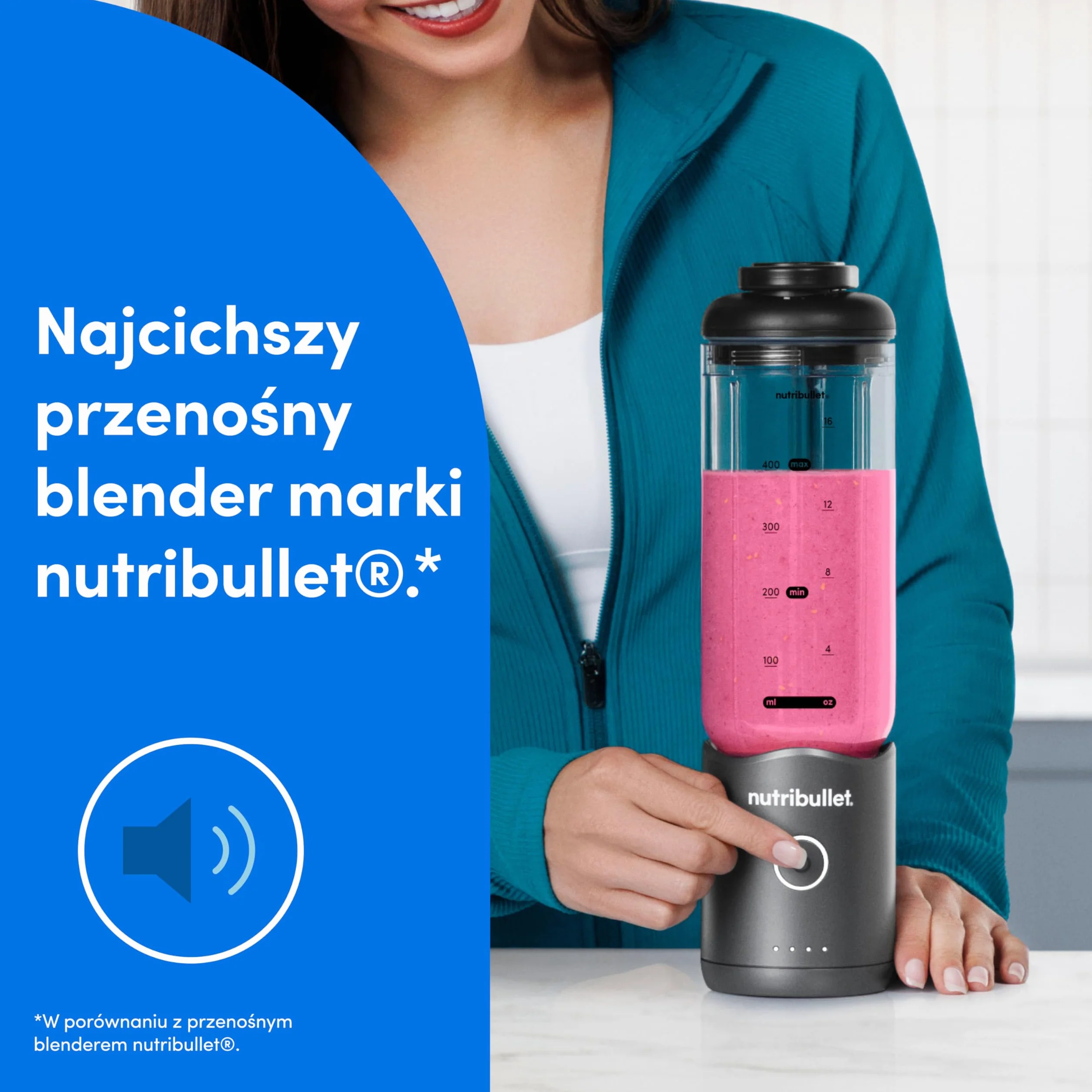 nutribullet Flex 590 ml - Przenośny mikser do smoothie z pokrywką z ustnikiem i uchwytem, siekacz, kruszarka do lodu i mrożonych owoców, USB-C, kubek wolny od BPA, łatwy do czyszczenia, szary