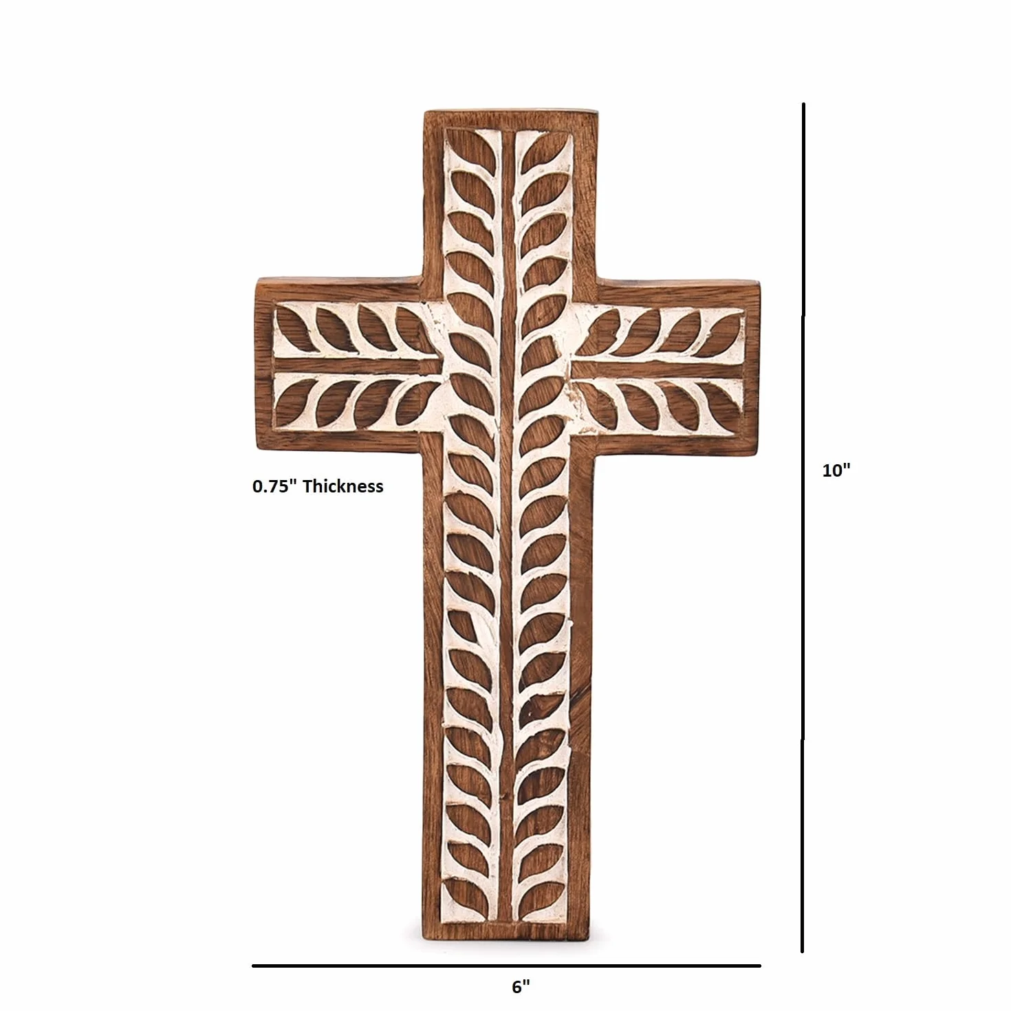 Krzyż wiszący na ścianie drewno mango religijny katolicki 25,4 cm x 15,24 cm x 1,90 cm