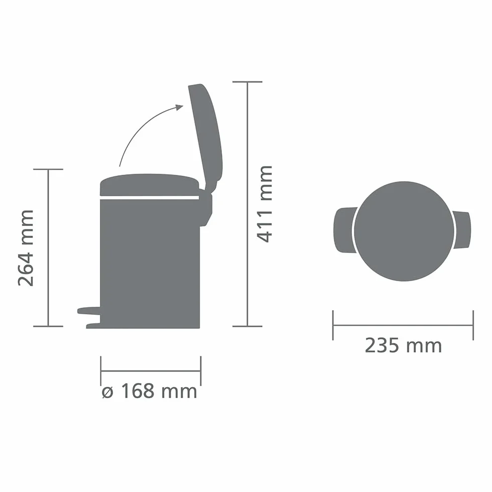 Brabantia - NewIcon Kosz na Pedały 3L - Kosz na Śmieci do Łazienki lub Toalety - Łagodnie Zamykana Pokrywa - Lekka Obsługa Pedałem - Wyjmowane Wewnętrzne Wiaderko - Biały - 17 x 24 x 26 cm