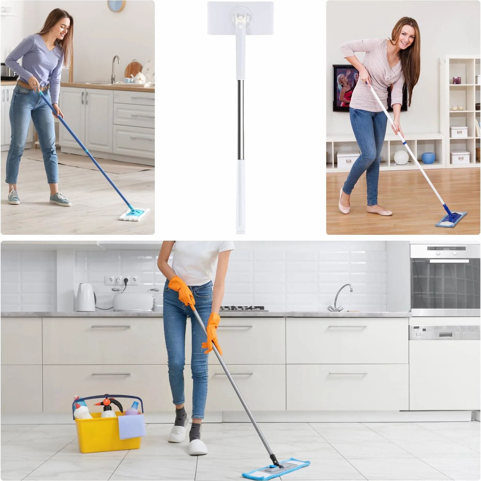 Mop do mopa, mini mop do małych pomieszczeń, długość 70 cm, kompatybilne ściereczki z mikrofibry, do domu, sprzątania, łazienki, kuchni, domu