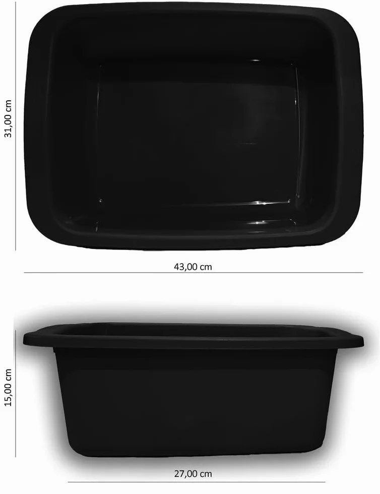 Macchiavelli czarna prostokątna umywalka. Plastikowa miska o pojemności 10L. Wielofunkcyjna taca mierzy 42 x 31 x 15,5 cm