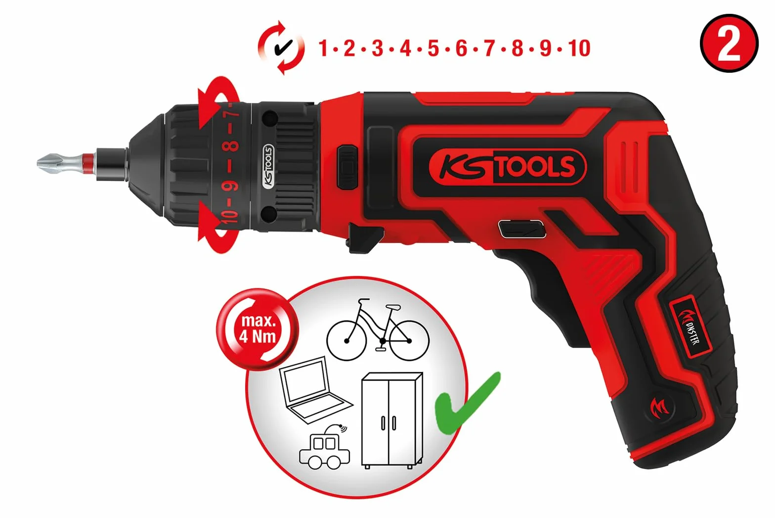 KS Tools 515.6699 kalendarz adwentowy z mini eMONSTER zestaw wkrętarek akumulatorowych 31-częściowy
