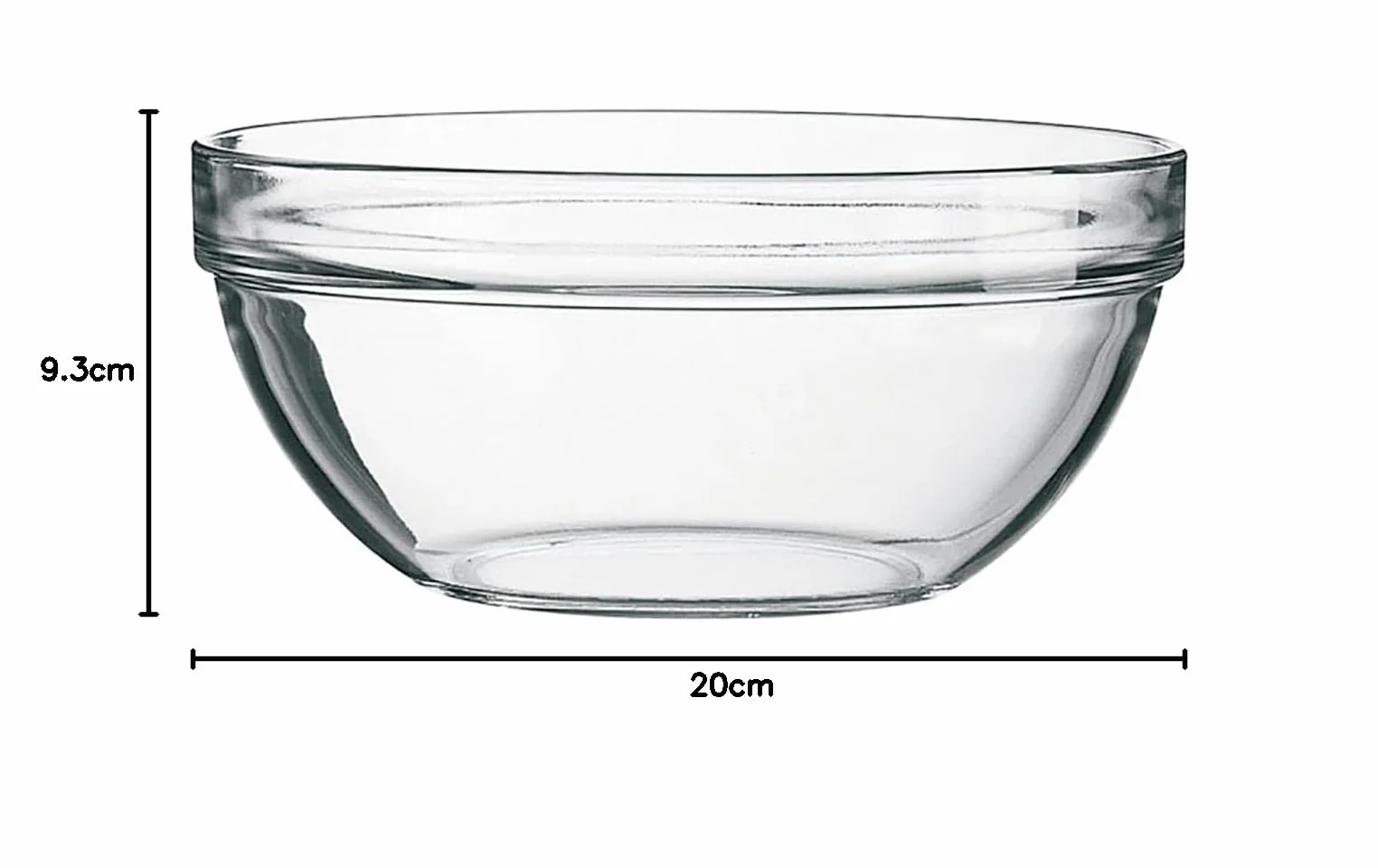 Arcoroc ARC 10022 Empilable miska, miska do układania w stos, 20 cm, 1,8 litra, szklana, przezroczysta, 1 sztuka