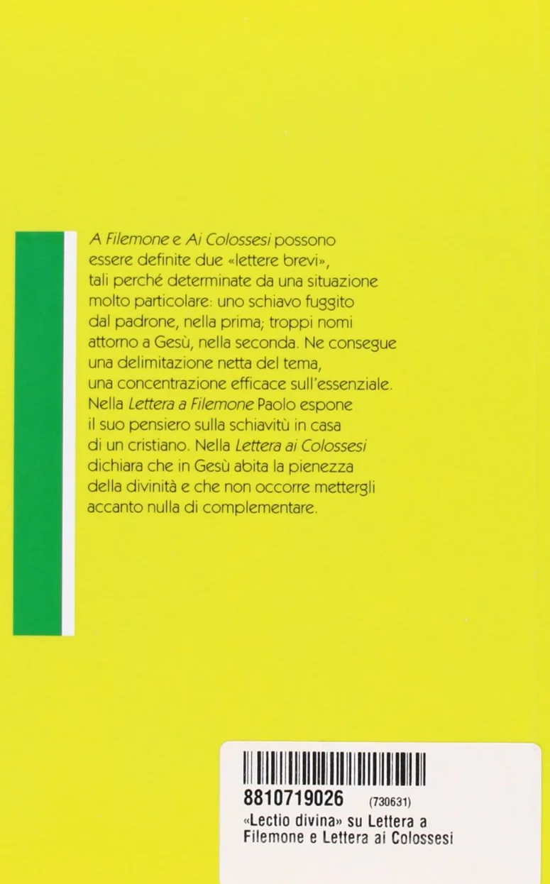 «Lectio divina» su Lettera a Filemone e Lettera ai Colossesi