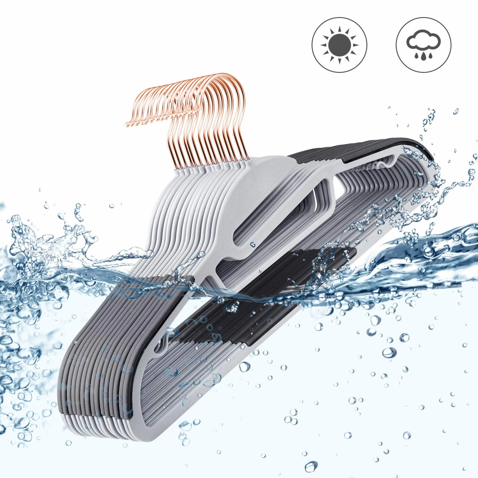 SONGMICS Zestaw 30 plastikowych wieszaków antypoślizgowe 360° obrotowy szary CRP43G30
