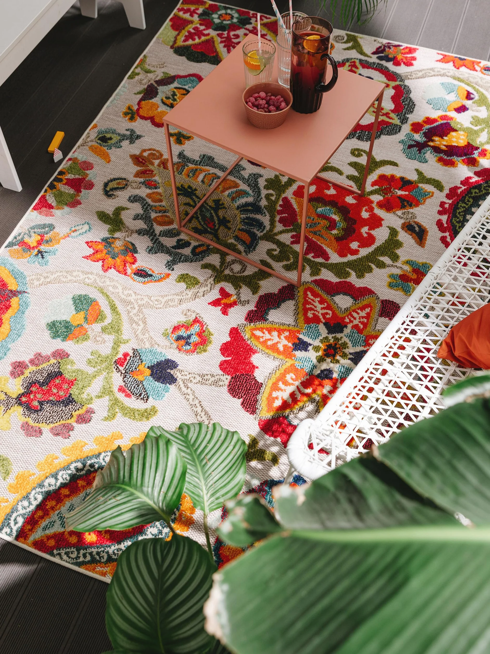 benuta Dywan Nest Noelia, włókno syntetyczne, nadaje się do użytku na zewnątrz, prostokątny, w stylu botanicznym i kwiatowym, retro - łatwy w pielęgnacji do salonu, sypialni, wielokolorowy, 120 x 170