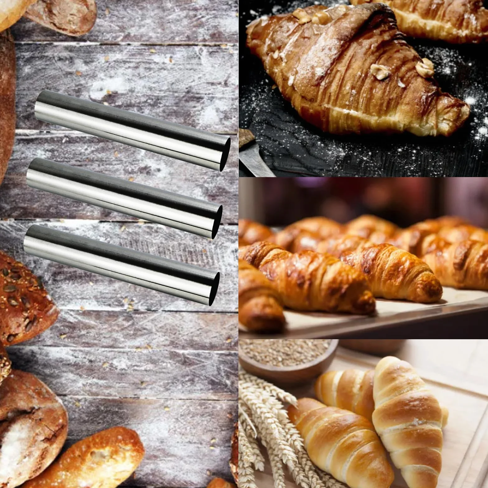 20 sztuk foremek piankowych, małe, ze stali nierdzewnej, ze szczotką do czyszczenia, nieprzywierające, proste rurki Cannoli, do kremowych róg, rogalików (12,5 x 2 cm)