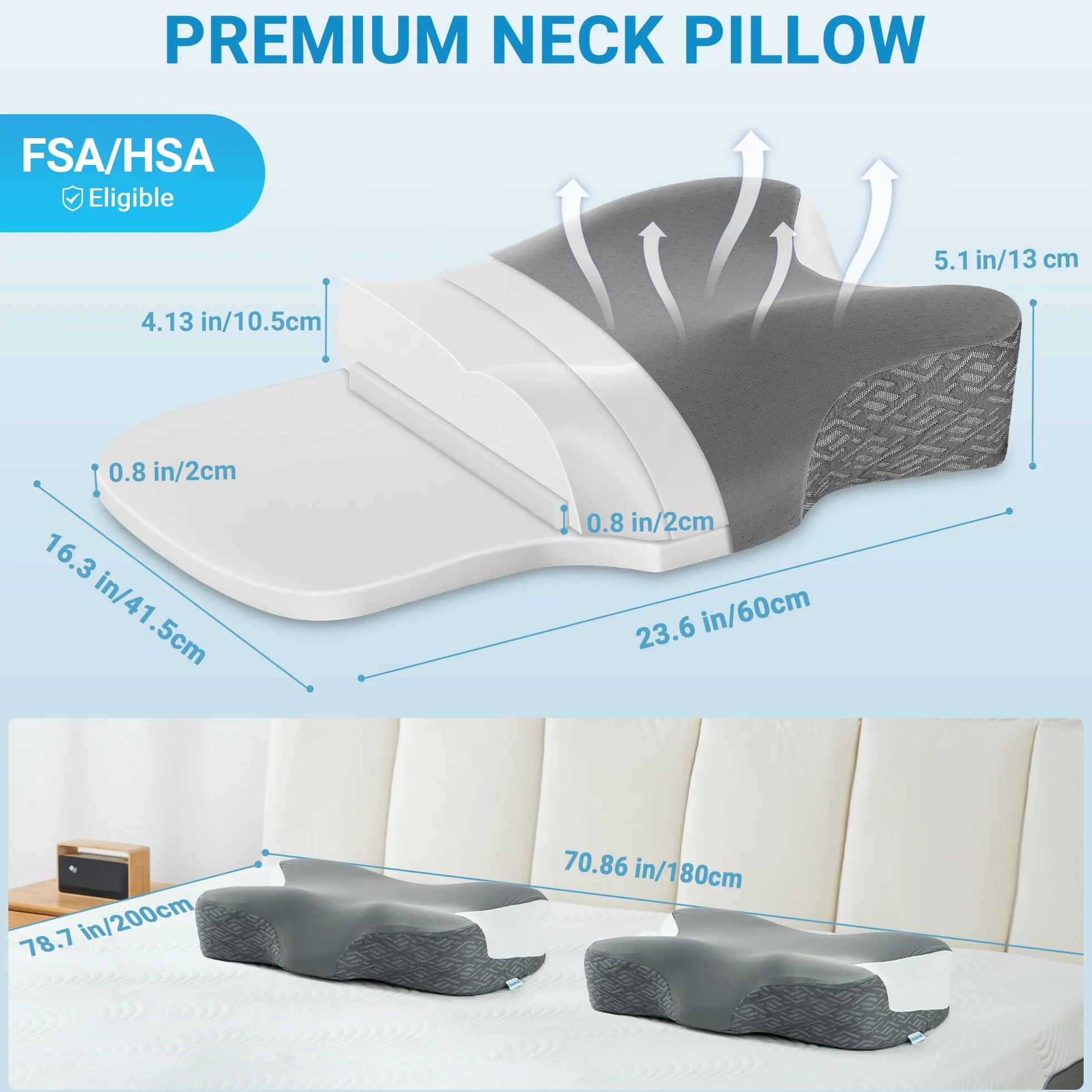 Elviros Poduszka CPAP Memory Foam, ergonomiczna, regulowana wysokość i twardość, dla użytkowników CPAP, kompatybilna z różnymi maskami, dla osób śpiących na boku, plecach i brzuchu