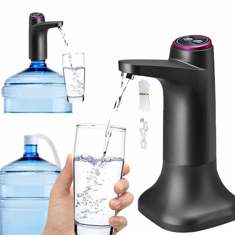 Eachbid Dozownik wody, podwójny, ładowany przez USB, do uniwersalnych butelek 2-5 l, czarny