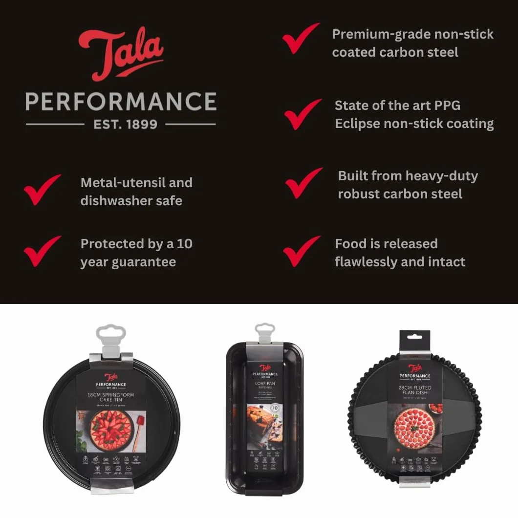 Tala Performance forma do tarty 10 cm stal węglowa powłoka nieprzywierająca Eclipse wyjmowane dno