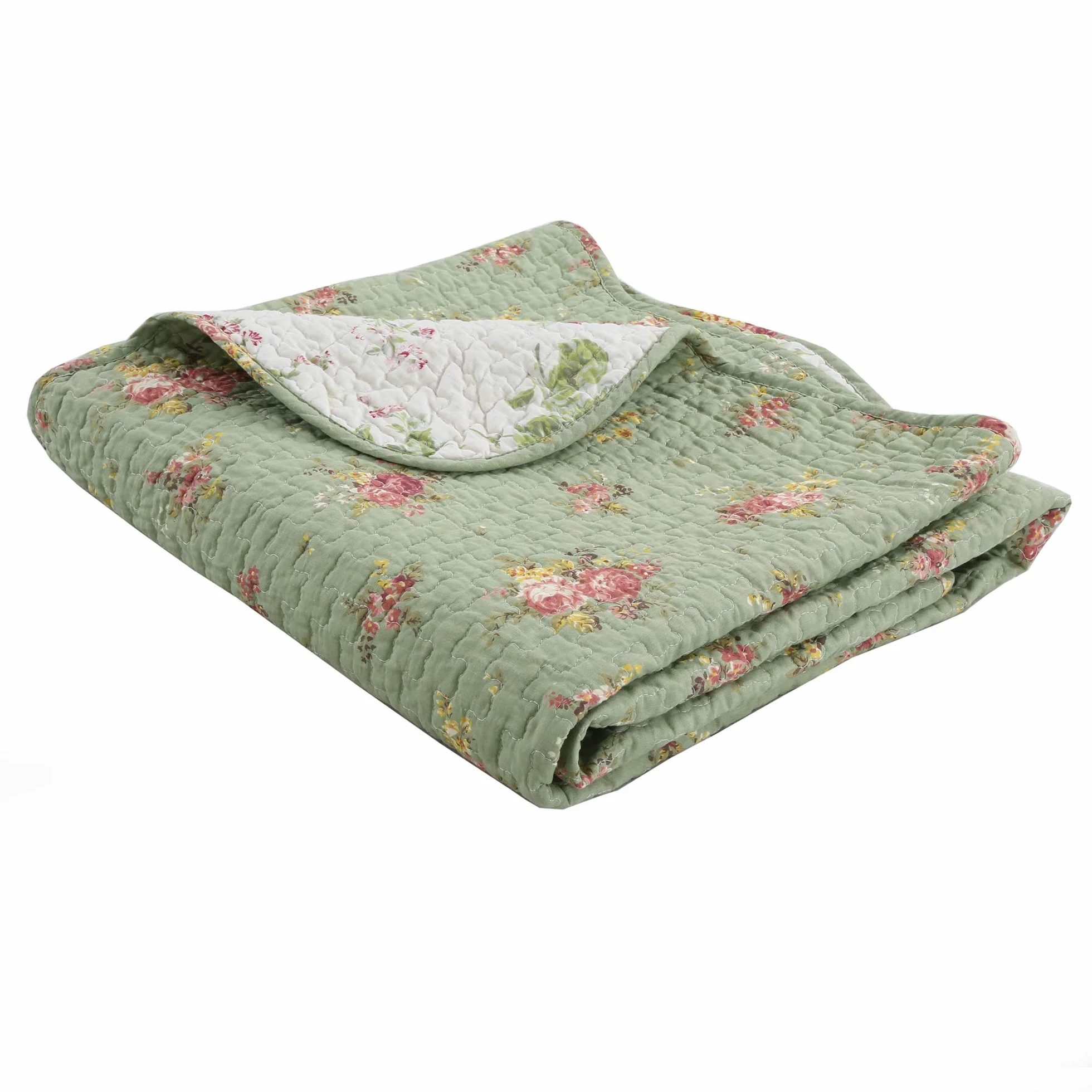 Cozy Line Home Fashions Vintage kwiatowa pikowana narzuta, 100% bawełna, dwustronna, całoroczna narzuta (kwiat)