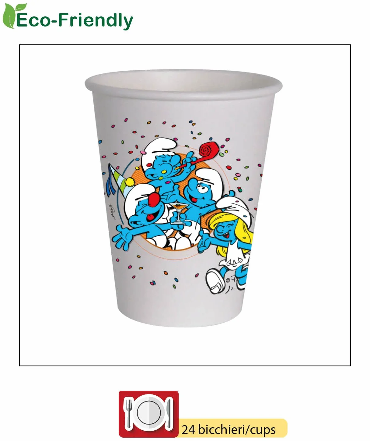 The Smurfs Party Tableware Set for 24 People 88 pcs Eco-Friendly Compostable Paper