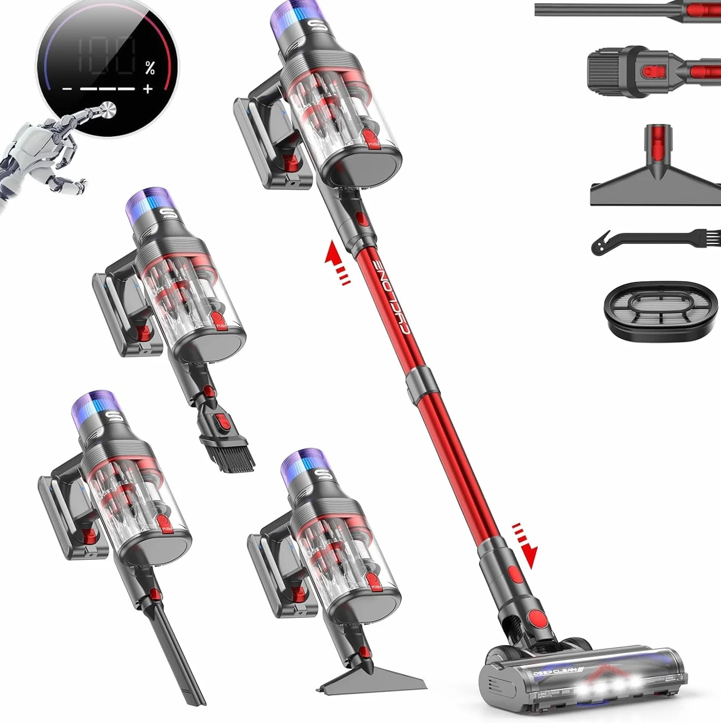 V15 Pro Max Bezprzewodowy Odkurzacz w Sztyfcie, Odkurzacz 58kpa, 600w, Czas Pracy 80 Minut i Wymienny Akumulator, Odkurzacze Pionowe do SierśCi ZwierząT, DywanóW, PodłóG Samochodowych