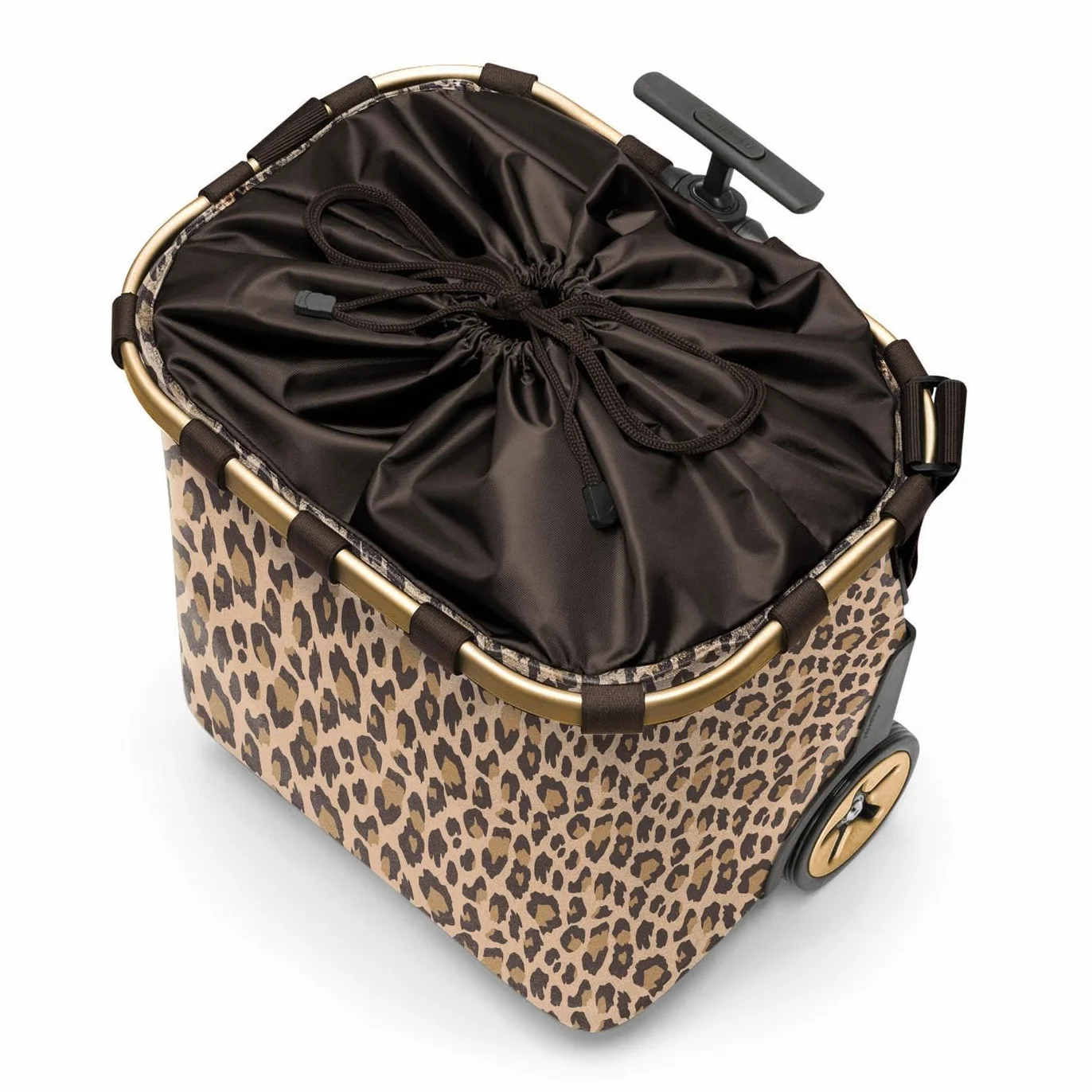 reisenthel Carrycruiser przenośny wózek na zakupy ze stabilną aluminiową ramą, paskiem na ramię i wyjmowaną kieszenią wewnętrzną z siatki z wodoodpornego materiału, Couleur:Frame Leo Macchiato, leo