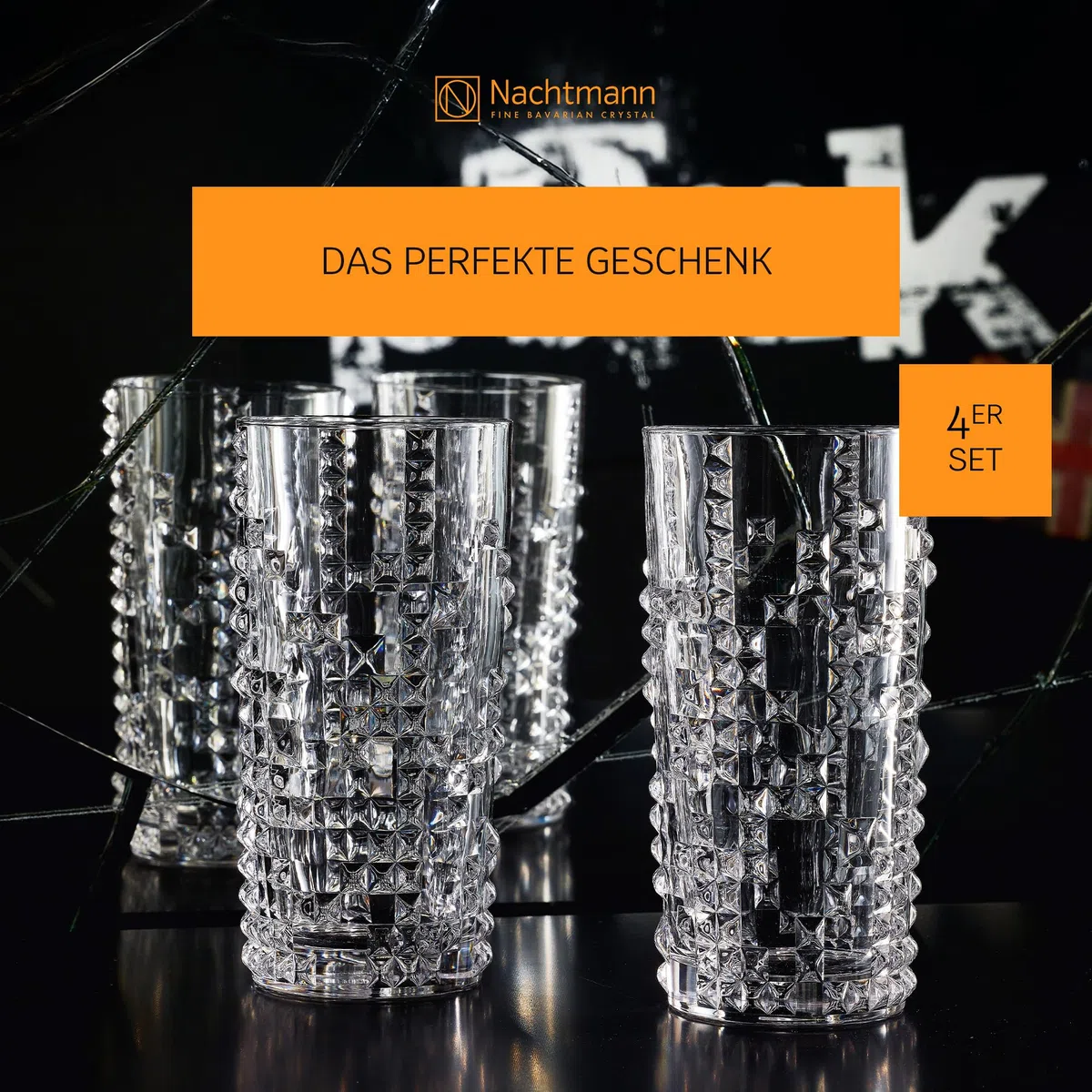 Spiegelau & Nachtmann, 4-częściowy zestaw long drinków, szkło kryształowe, 390 ml, punk, 0099498-0