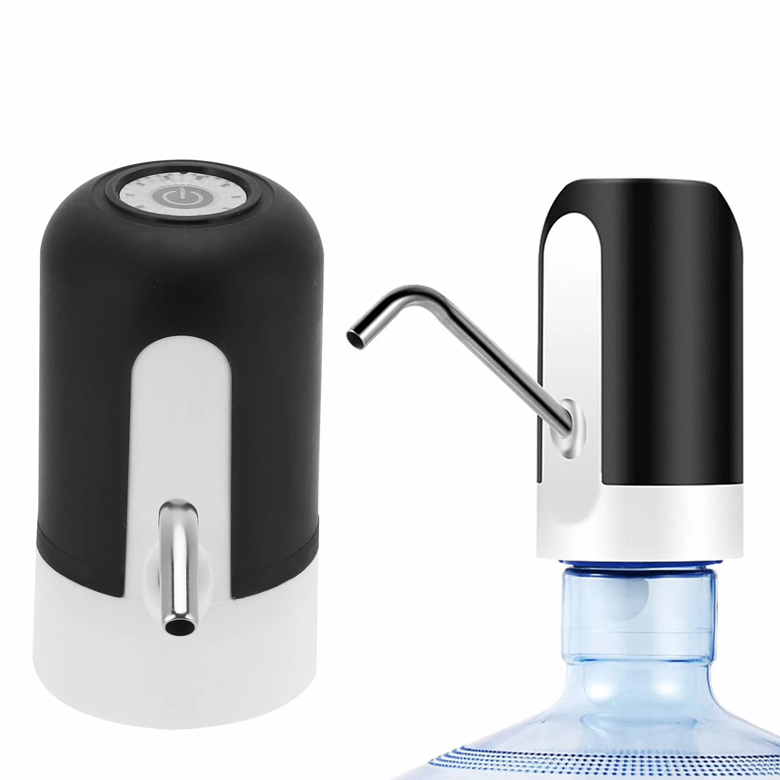 Pompa do Butelek na Wodę, 4,5L ~ 18,9L Przenośny Dozownik do Butelek na Wodę Elektryczna ładowarka USB Automatyczna Pompa Wody Pitnej do Kuchni Biuro Domowe Pikniki Kempingowe(czarny)