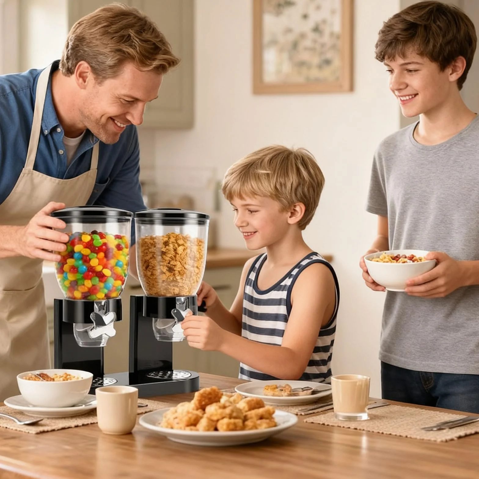 Cereal Dispenser 2 l, hermetyczny dozownik musli do organizacji przestrzeni kuchennej, dozownik do musli, zestaw 2 hermetycznych pojemników na musli, ryż, ziarna, słodycze, ziarna kawy
