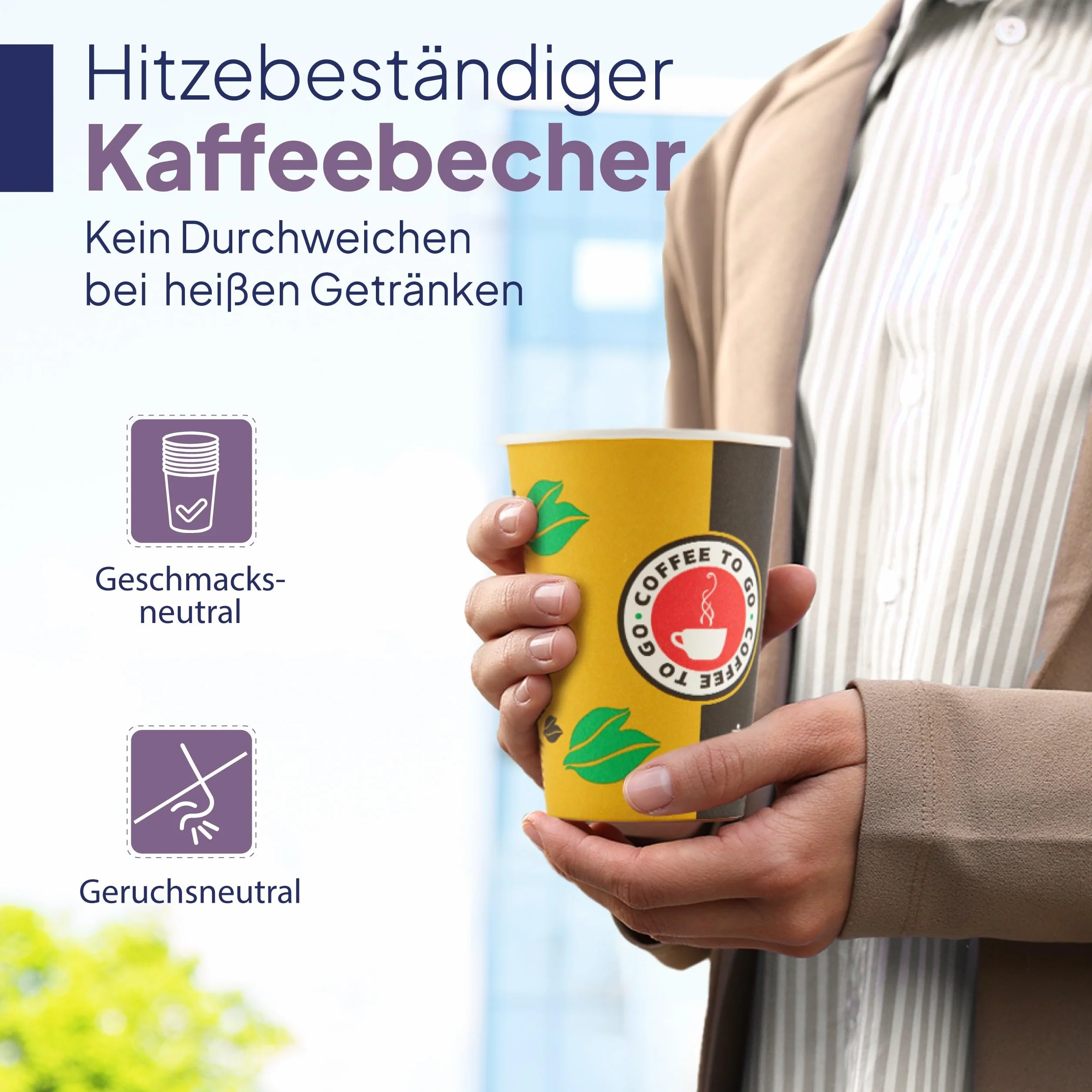 Inoverse 100 sztuk papierowych kubków, jednorazowych kubków do kawy na wynos, 200 ml, kubki do kawy na wynos, papierowe kubki na wynos, filiżanki do kawy, Ø 80 mm