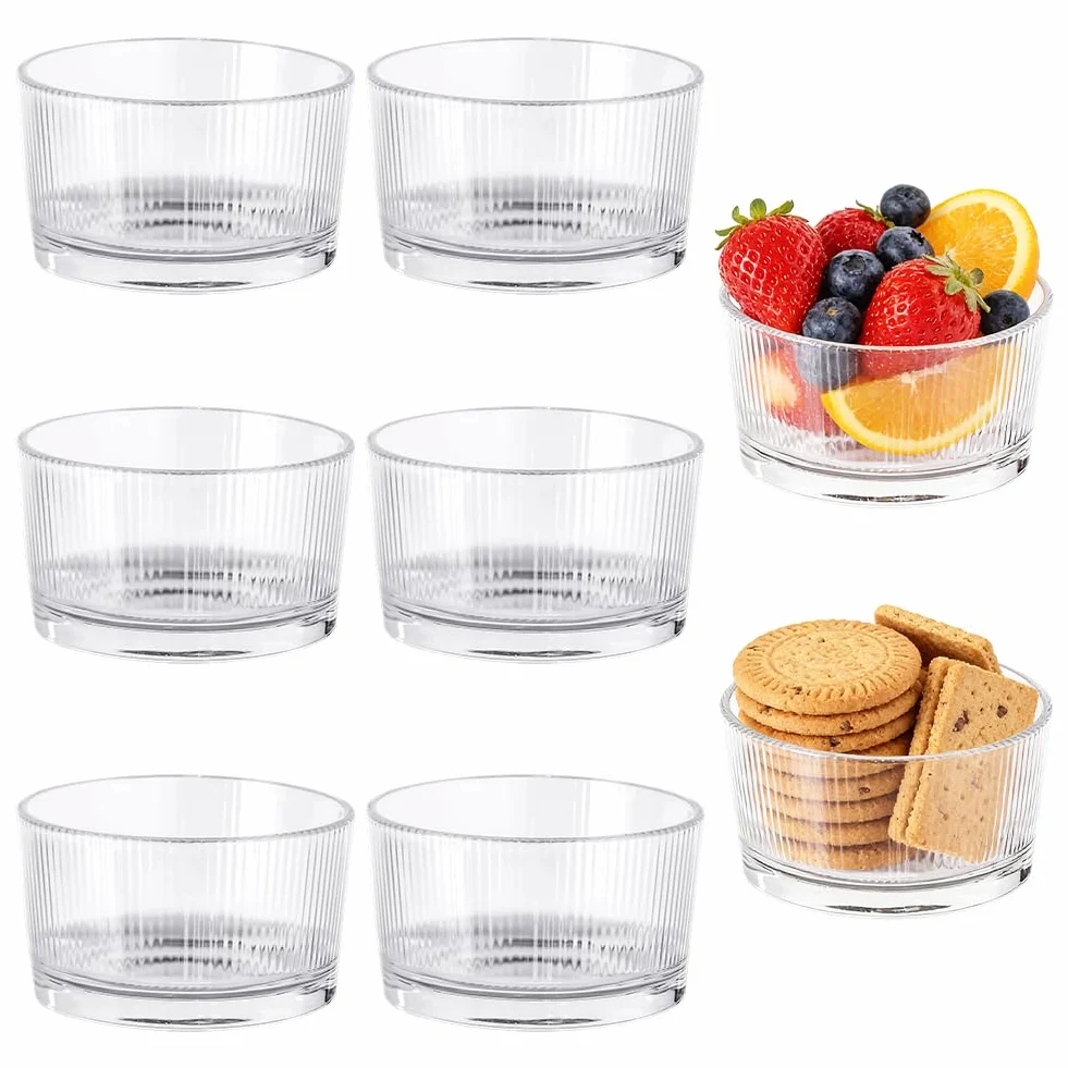 Zestaw 8 przezroczystych szklanek deserowych 200 ml, małe miseczki deserowe ze szkła, idealne do tiramisu, panna cotta, puddingu i deserów warstwowych
