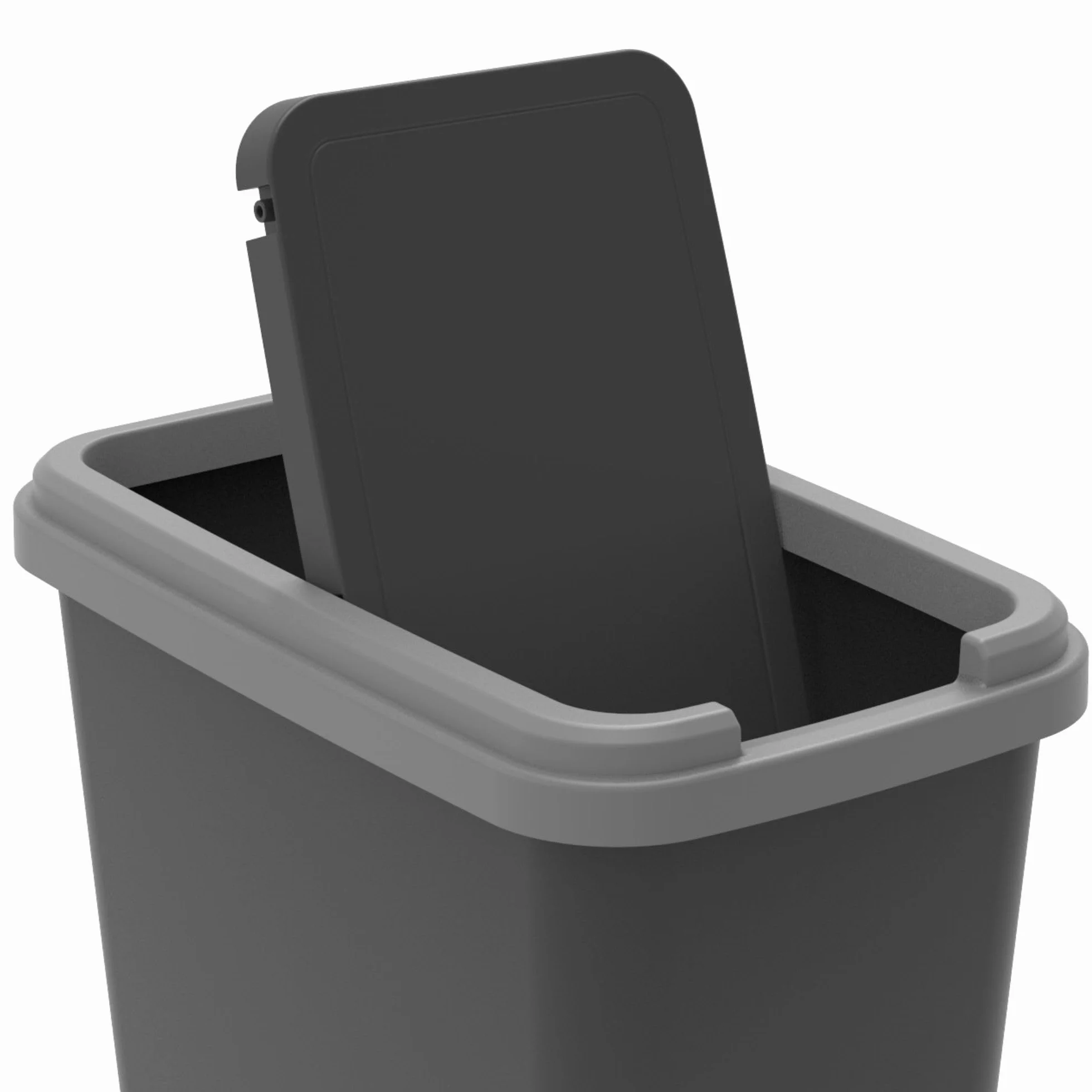 Sundis Green Bin kosz na śmieci do sortowania, 25 l, wewnętrzny, prostokątny, z tworzywa sztucznego pochodzącego z recyklingu, pokrywa na bujane lub stałe, z naklejkami do kuchni, biura, pralni,